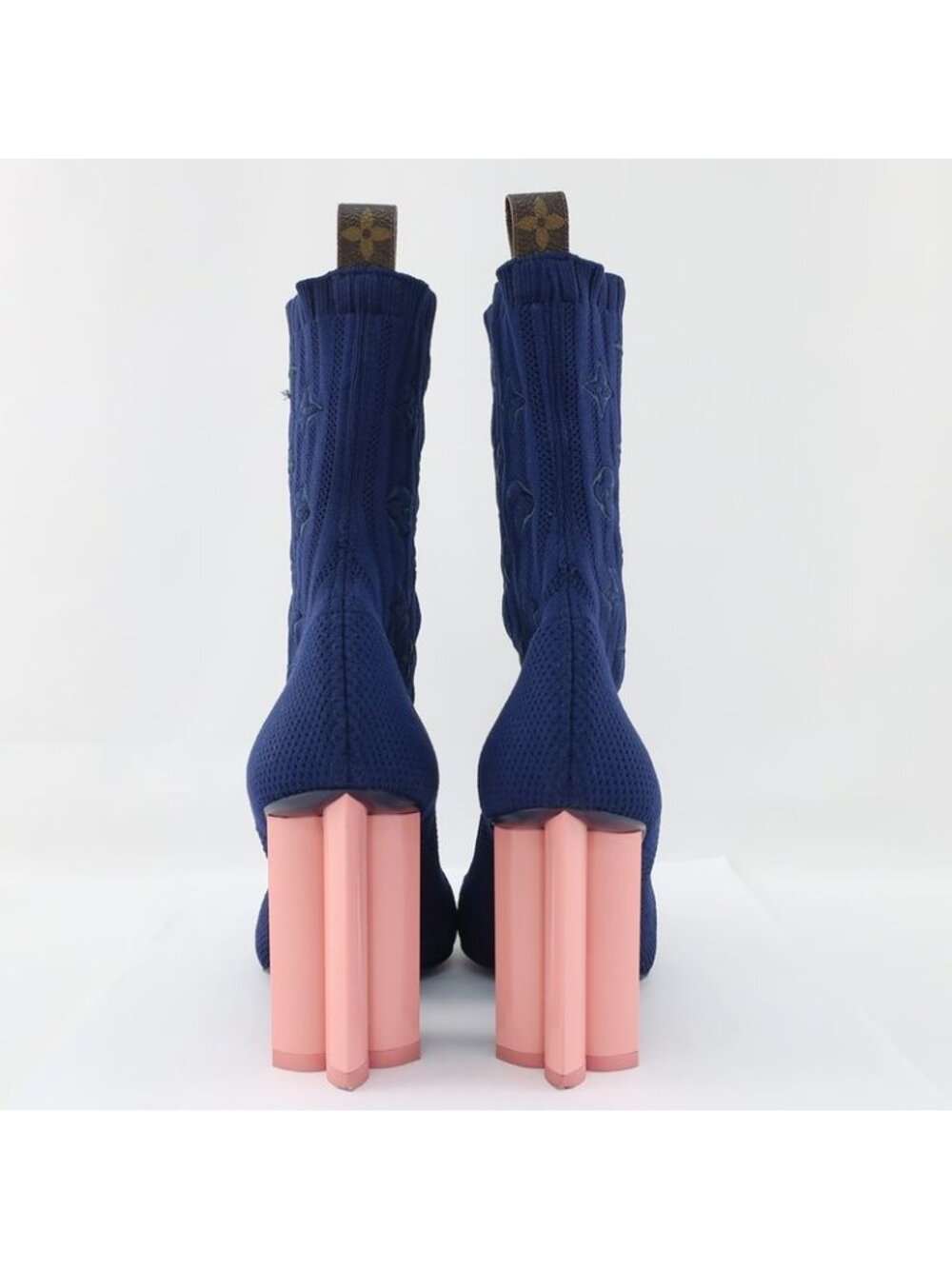 Louis Vuitton Knit Boots Ankle Sock Navy Pink - Picture 5 of 10